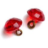 SALE, PACK OF 3 Ruby Red Tiny Clear Vintage Faceted Glass Buttons, Shank Back 5/16" # GL-374