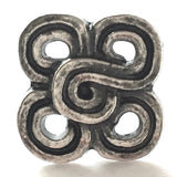Silver and Black Rustic Clover Square button 5/8". #SK-948