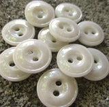 SALE, White/Light Gray Vintage Glass Button 11/16" Opalescent   #BK079