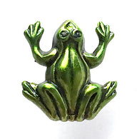 Running Low, Tiny Frog Button, Green Artisan Enamel Metal 1/2" from Susan Clarke #744