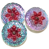 Magenta + Pink Arabian Star Glass Button 3/4" #CZ 185